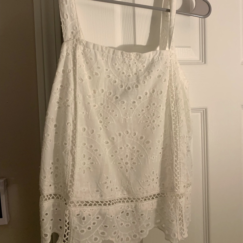 7 For All Mankind white eyelit tank top - NWT